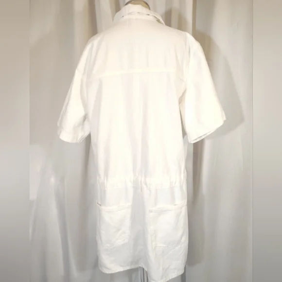 Ralph Lauren Denim Dress, White, Collar, Drop Waist, Short Sleeve, Pockets, 1X - Picture 3 of 12